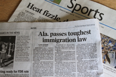 General - Alabama Immigration - newspaper headline