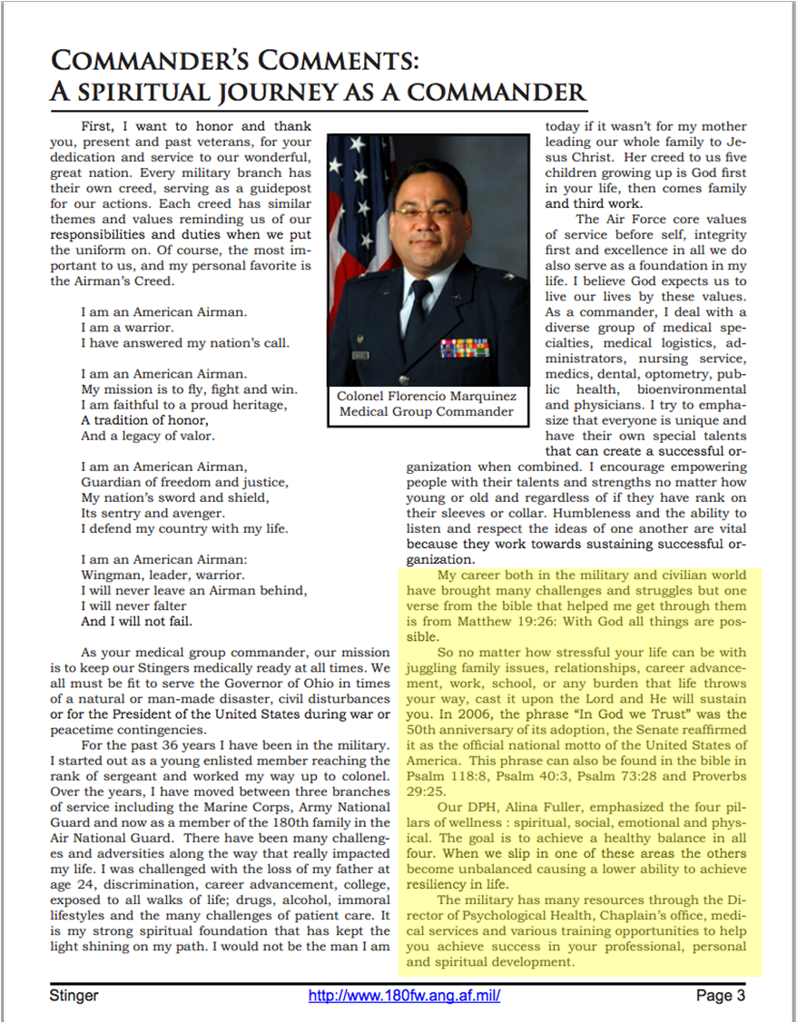 US Military's War on Christians Continues